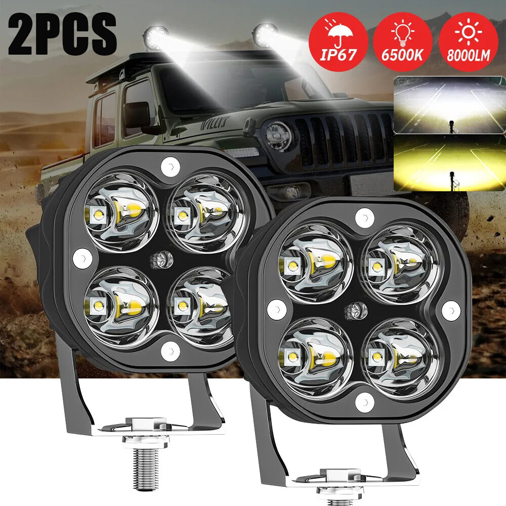 2x  LED Cube Pods Work Lights Bar Spot Fog Lamps For Jeep Driving Offroad New US