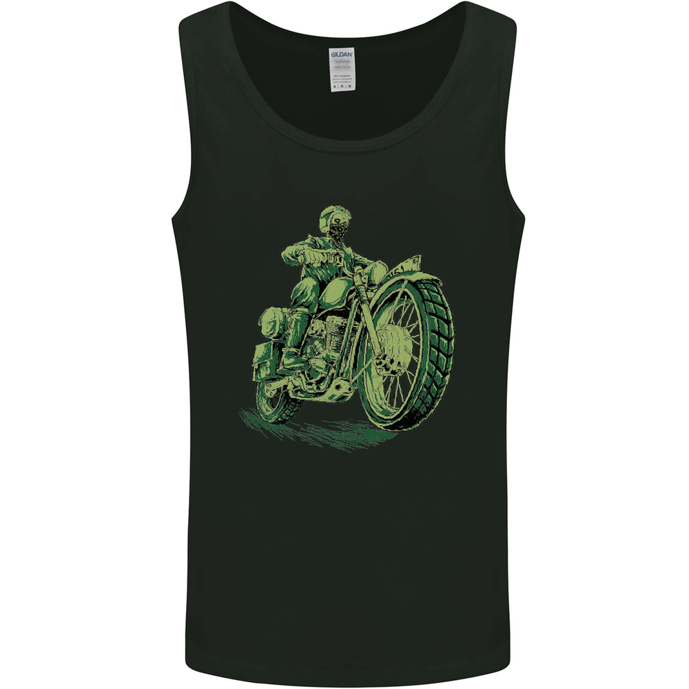 Biker Green Cafe Racer Motorbike Motorcycle Mens Vest Tank Top