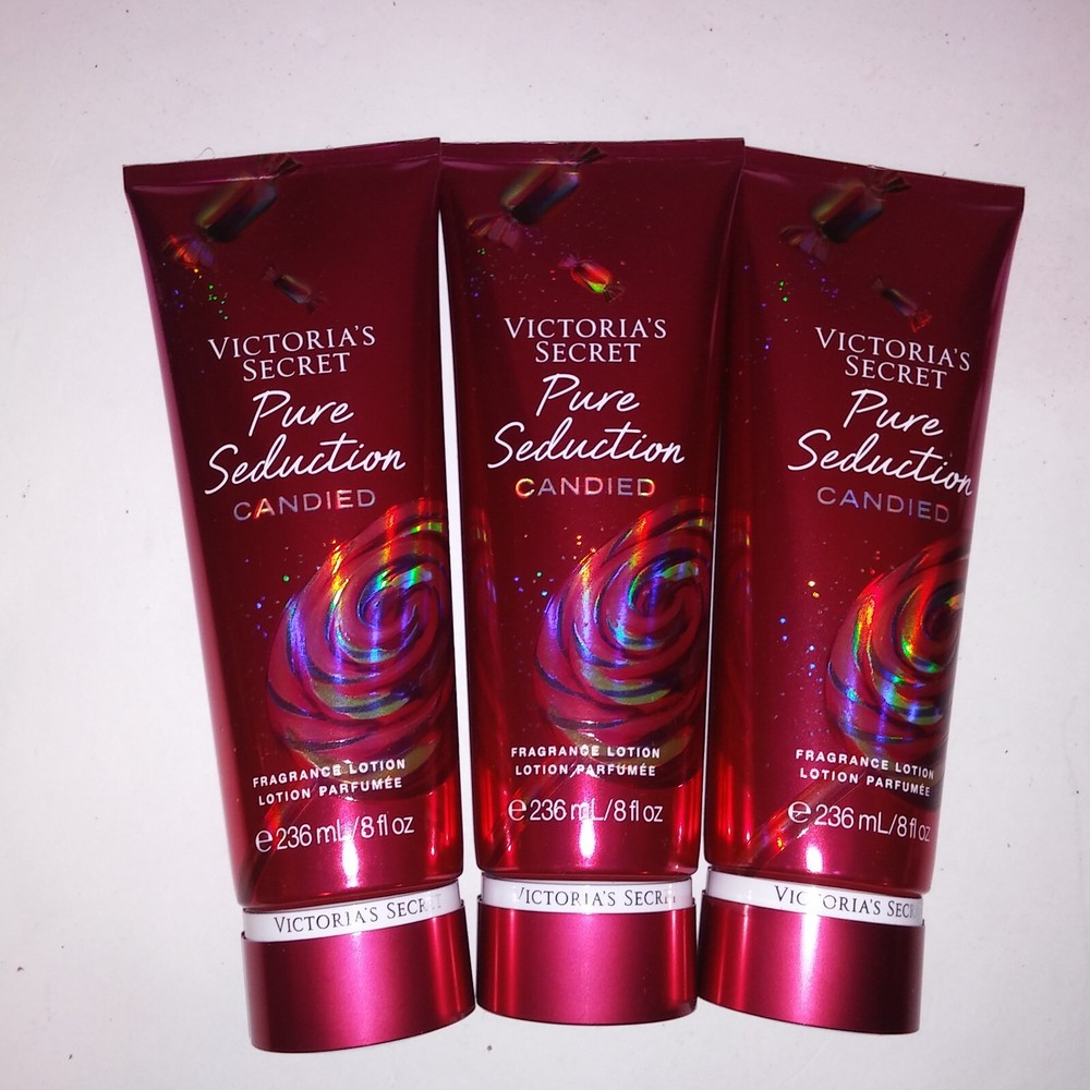 Victoria Secret Pure Seduction Candied Body Lotion Set of 3 Full Size-image