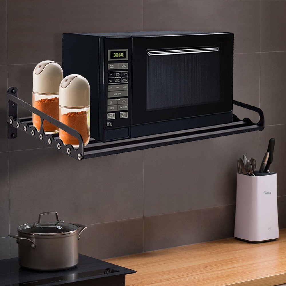 20x15.6 Inches Wall Mount Microwave Oven Bracket Kitchen Storage Shelf Cooker Holder Organizer