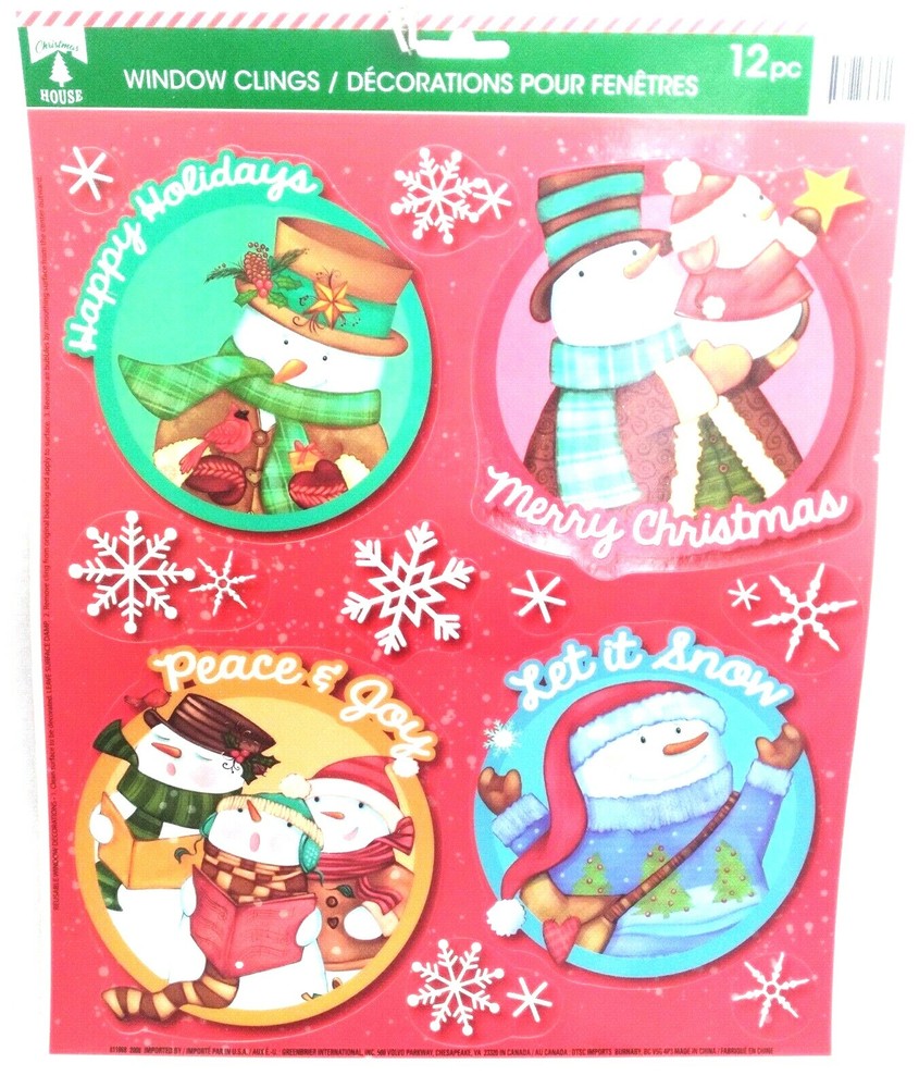 Festive Snowman Window Clings - Holiday Decals with Sayings  -image