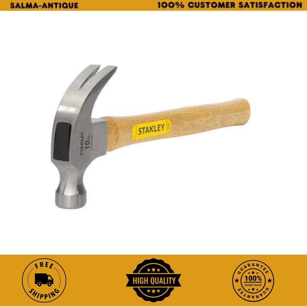 10 oz. Curved Claw Hammer with 9-3/4 in. Wood Handle Wooden Steel Face Tool New