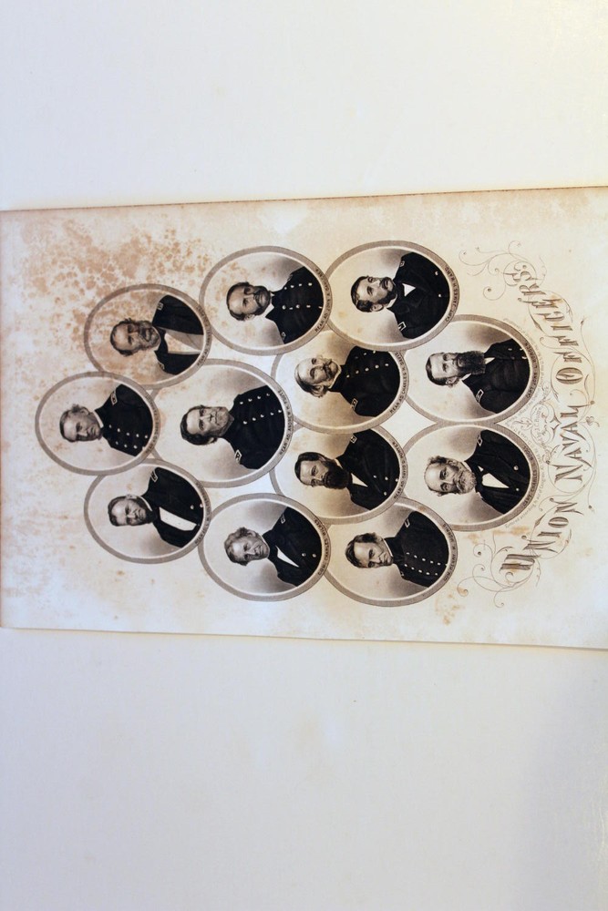 1866 Genuine Antique Civil War Steel Engraving of Union Naval Officers