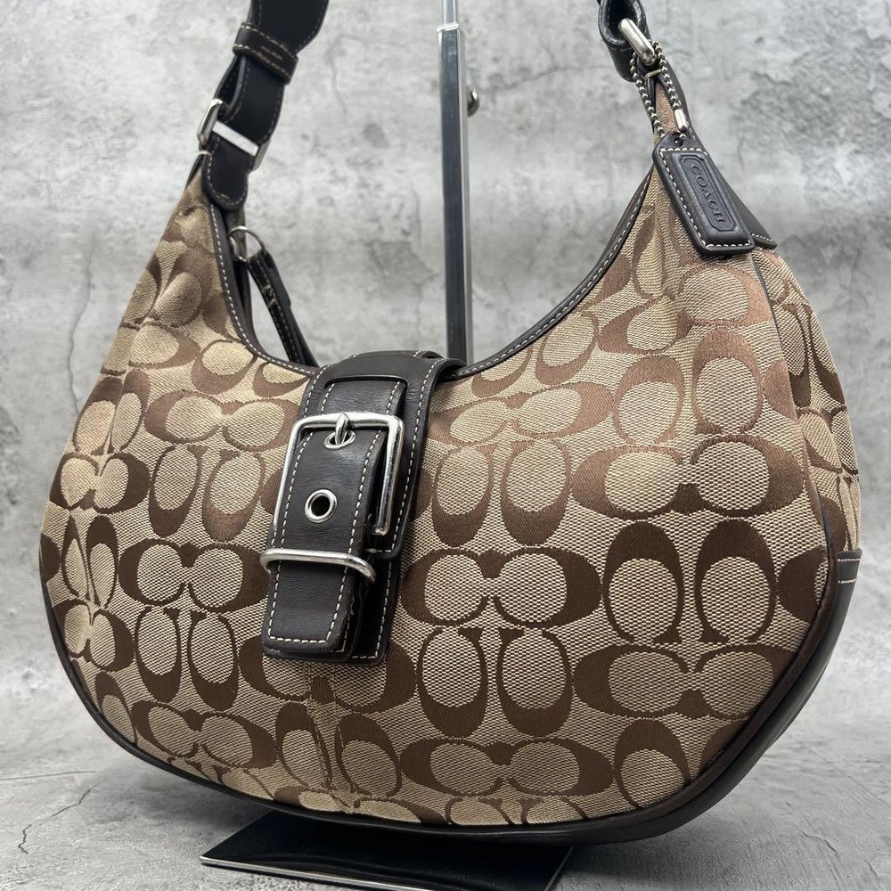 Coach Signature Canvas Shoulder Bag in Beige - Authentic G06142088