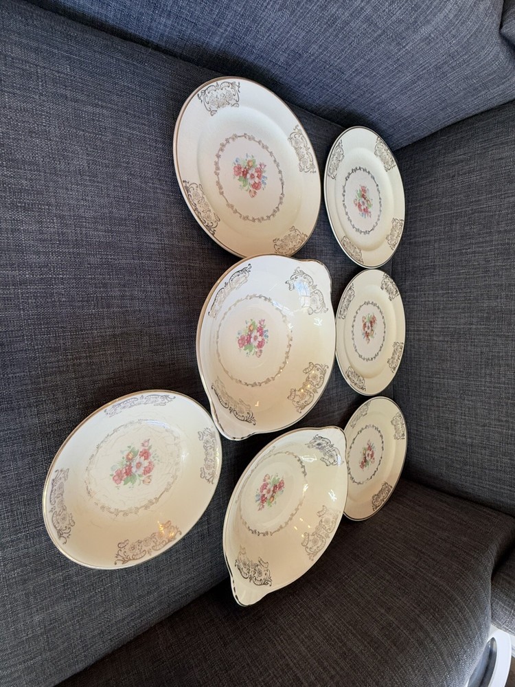 Paden City Pottery Mixed Set 22K Gold Decorated Vintage USA