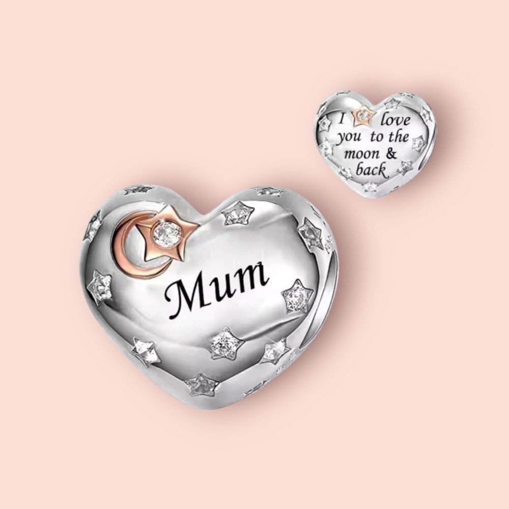 Sterling Silver 925 & Crystal Mum Heart European Charm Pendant Gift
