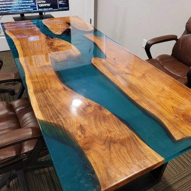 Blue Epoxy Resin River Table Top, Epoxy Home Top ,Epoxy Dining Table Top Gift