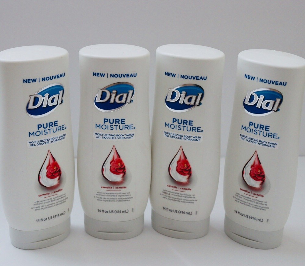 4-Pack Dial Pure Moisture Body Wash Camellia Scent 14oz Each