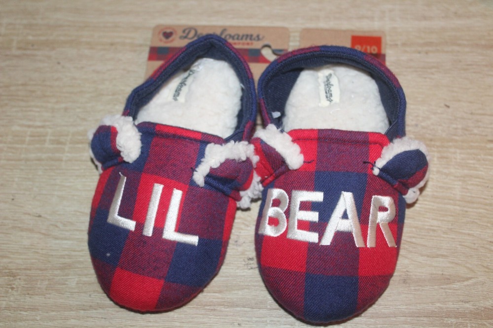 Dearfoams Cozy Comfort 2 Pack Kids Unisex Slip On Memory Foam Slippers Size 9/10