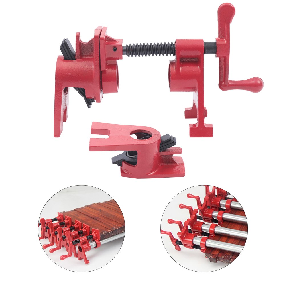 4-Pack 3/4 Inch Heavy-Duty Wood Gluing Pipe Clamp Set with Cast Iron