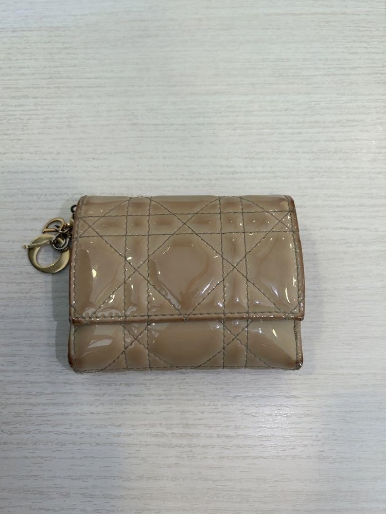 Dior Mini Lotus Wallet in Soft Beige Leather