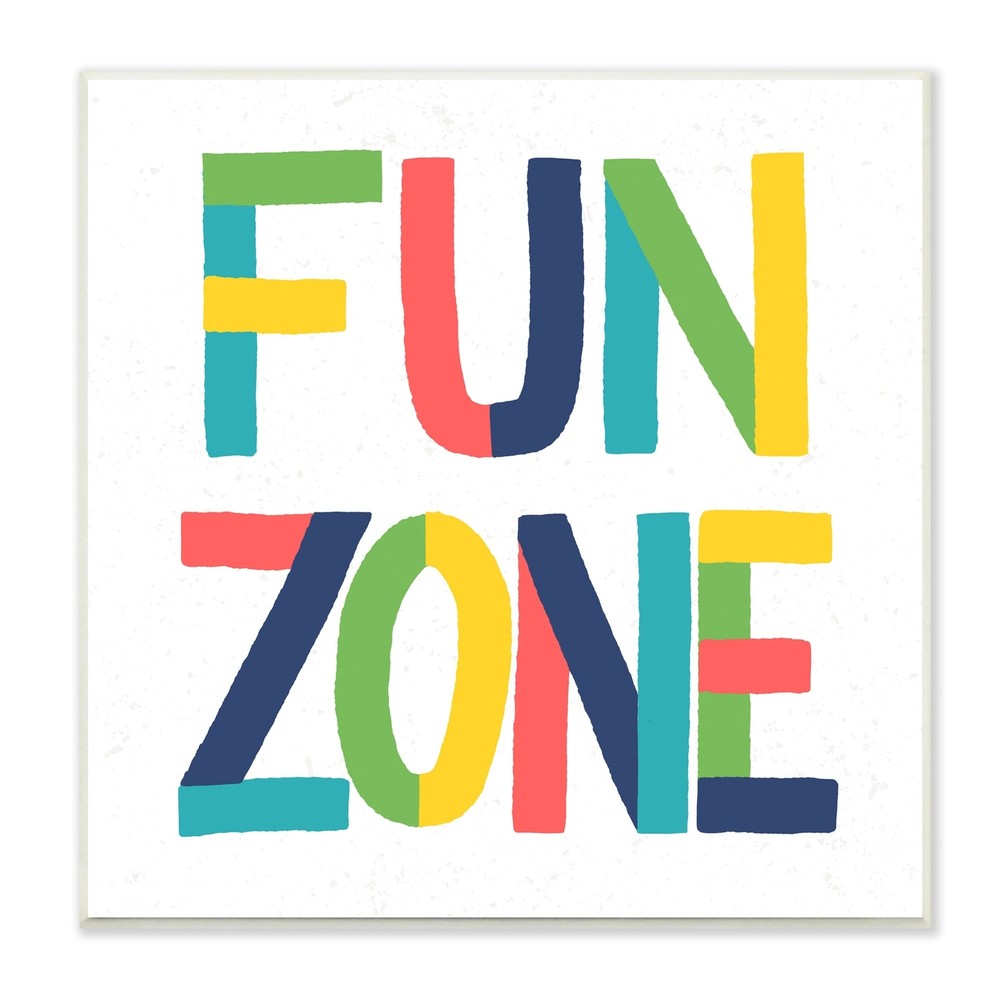 Stupell Fun Zone Kids Motivational Phrase Bold Vibrant White 12x12 Wall Art Decor