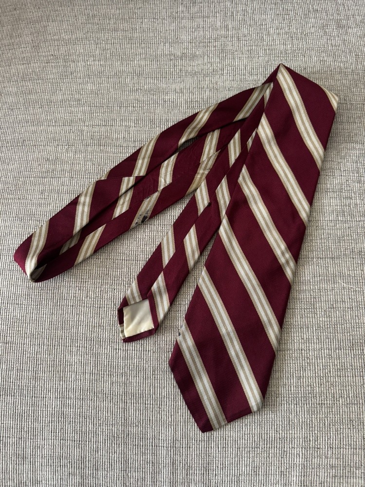 Brooks Brothers Maker's &Merchants Mens Tie stripe red/gold  Silk 3 3/8