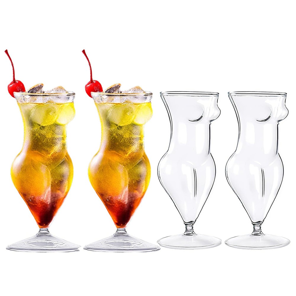 4 PCS White Wine Glasses,Glass Highball Glasses, Body Glasses Set of 4,Unique...