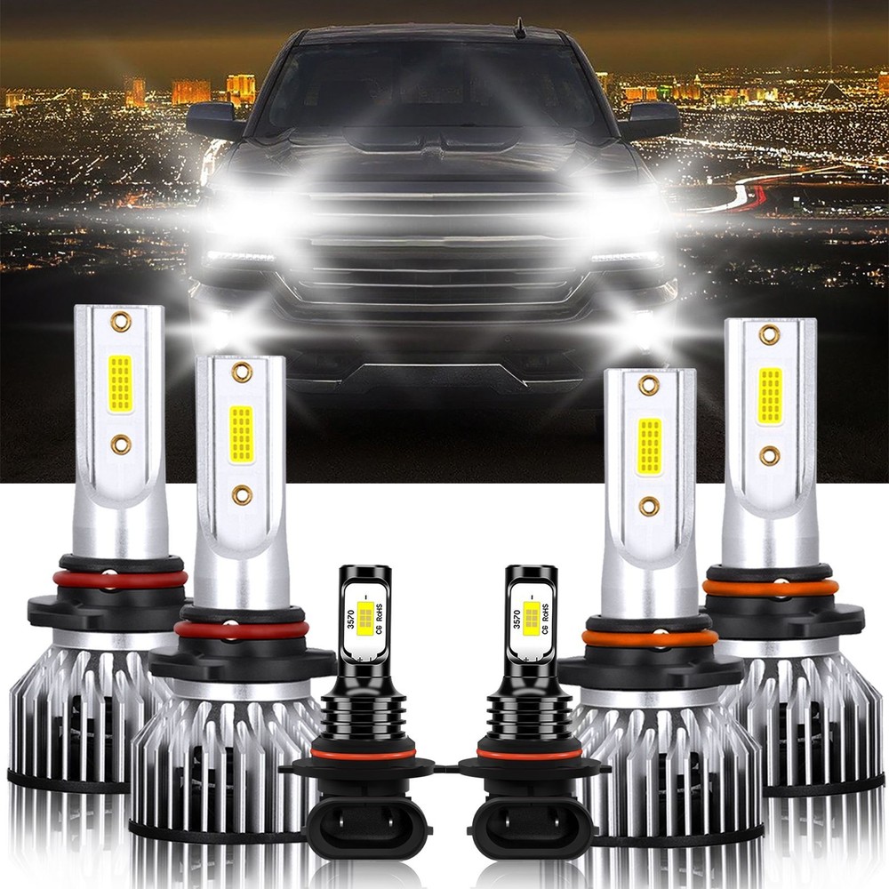 6x LED Headlight High Low+Fog Light Bulb For Chevrolet Silverado 2500 2003-2004