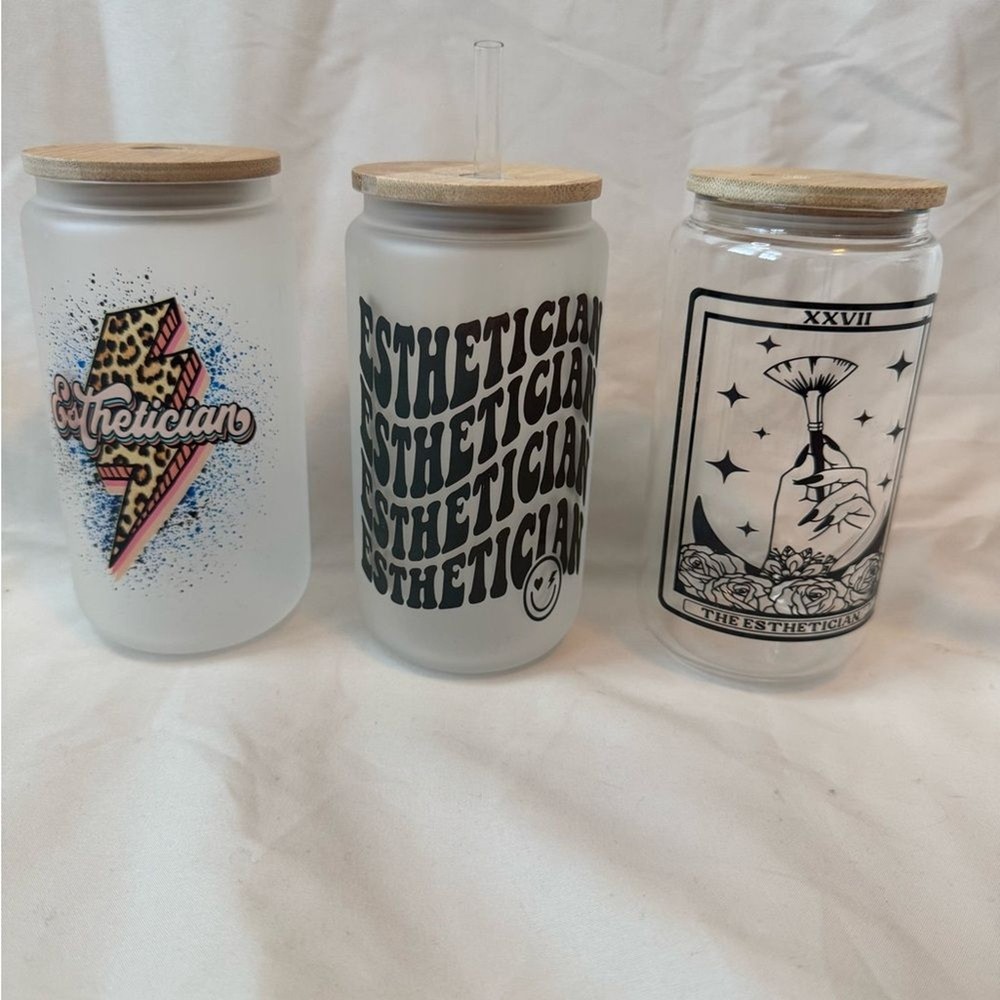 Aesthetician Glass Jars with Bamboo Lids for Skincare Storage