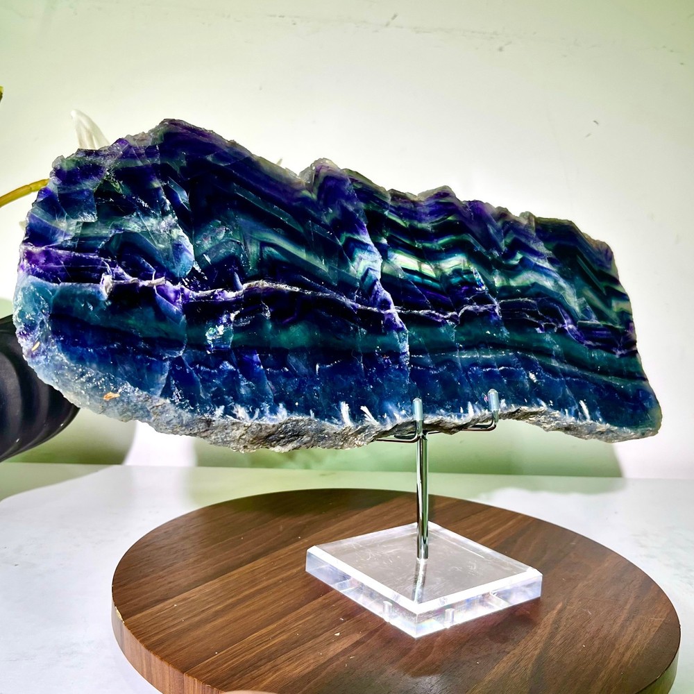 8.34LB Natural and beautiful colored fluorite slice quartz crystal mineral sampl