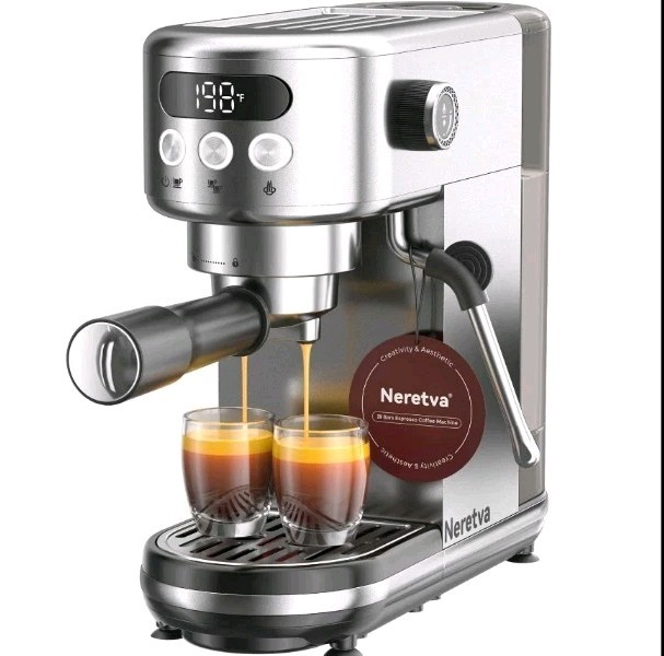 Stainless Steel Espresso Machine with Pre-Infusion & Milk Frothing Wand