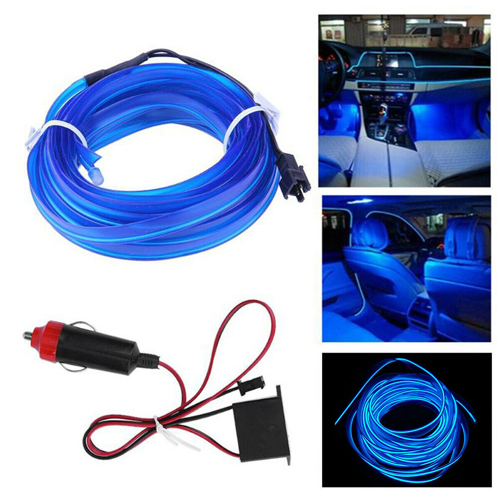 2M Blue Car Interior Atmosphere Wire Auto Light LED Strip Decor Lamp Accessories