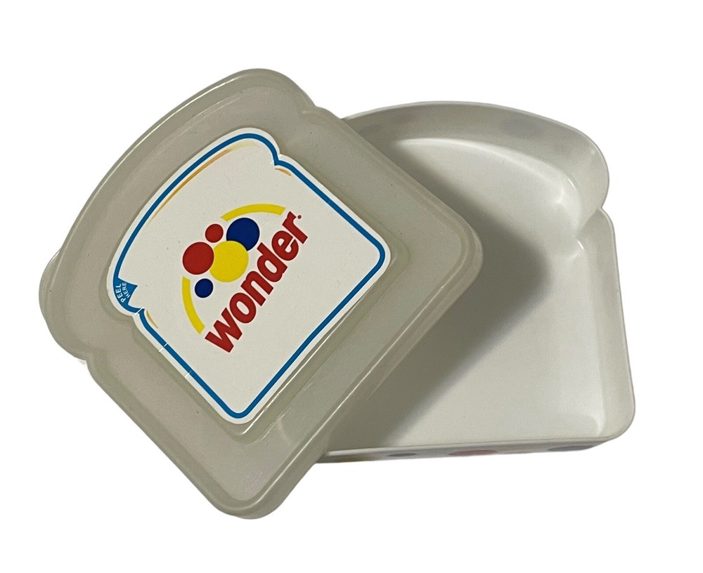 Wonder Bread Logo Sandwich Storage Holder Lunch Box Plastic White A. A. Ronson