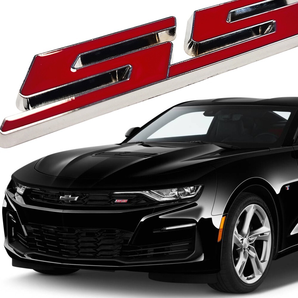 3D Chrome Red Metal Grill Badge for Sierra Camaro SS Front Grille Emblem