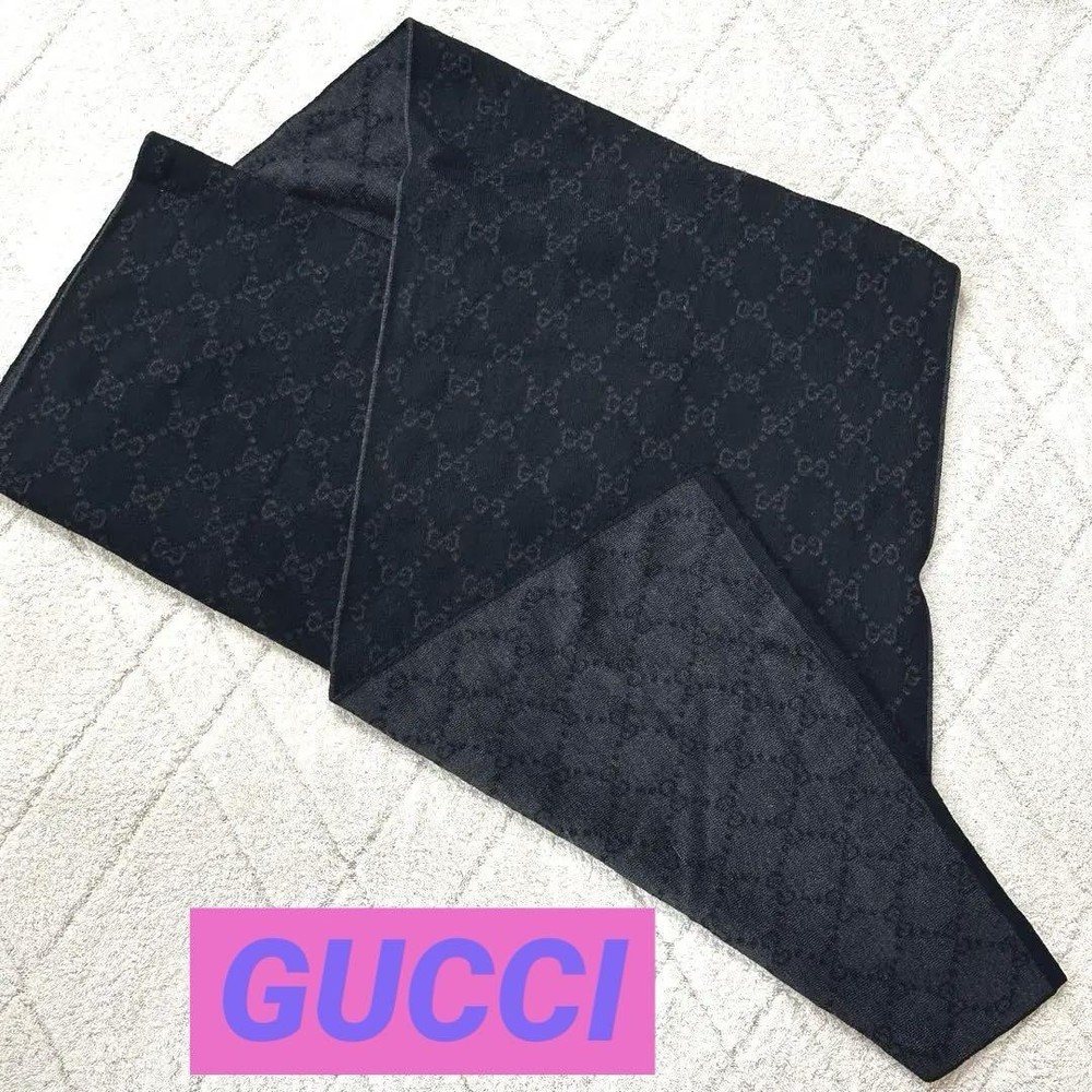 Limited Time Gucci GG Black Scarf Stole Imported From Japan-image