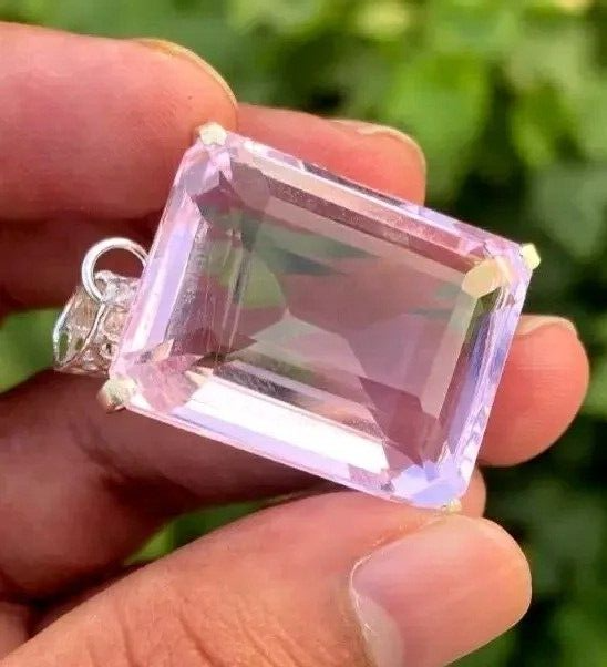 95 Ct+ Certified Natural Pink Topaz 925 Solid Silver Pendant Loose Gemstone A++