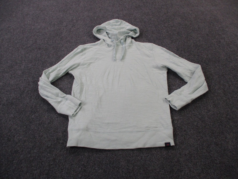 Faherty Sweatshirt Hoodie Womens S Green Woven Boho Beach Pullover Logo Casual