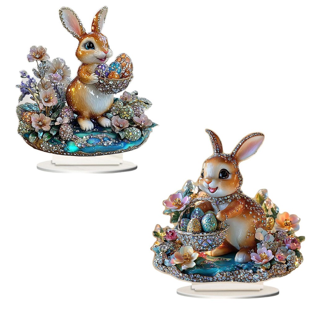 Acrylic Easter Bunny Decor 2D Flat Installation Tabletop Centerpiece Party