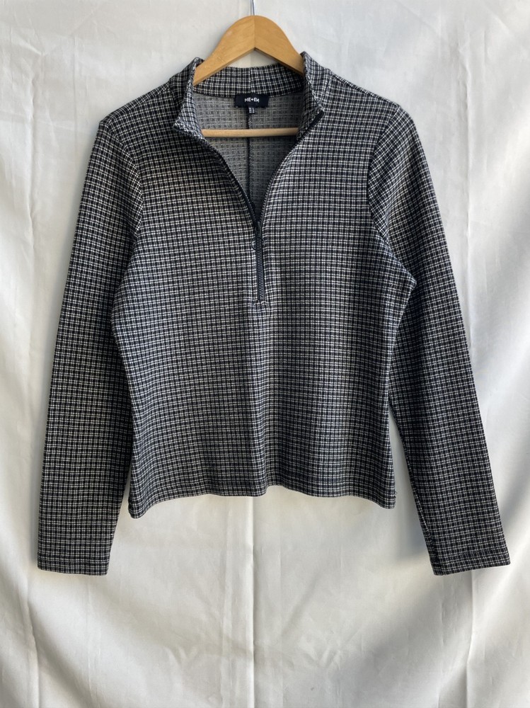 Me+Em Ponte Check Half Zip Pullover Size UK 14/ US 10/EUR 42
