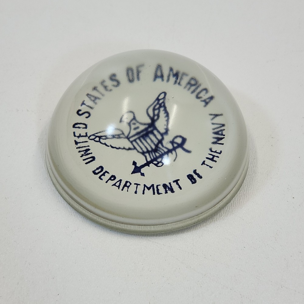 United States of America Department of the Navy USN Glass Dome Paperweight