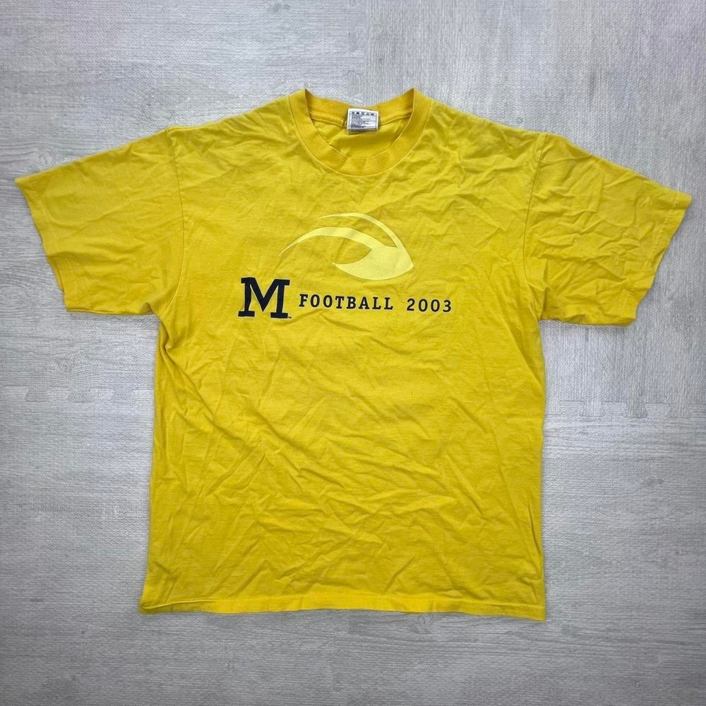 Vintage Y2K 2003 Michigan Wolverines Football Jersey Size L Yellow NCAA College