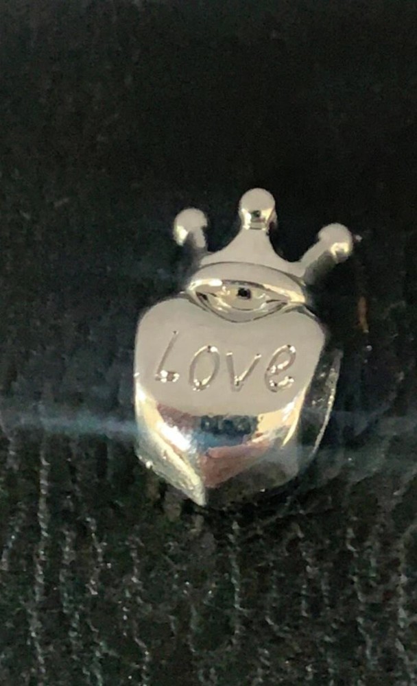 Valentines or Mothers Day heart charm Pandora style with free organza bag