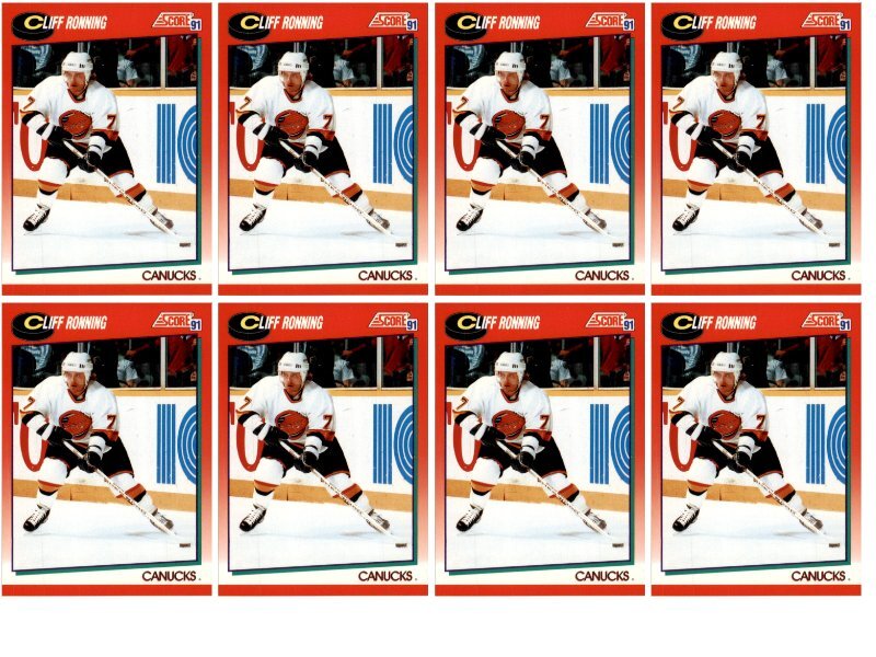 (8) 1991 Score Canadian #212 Cliff Ronning Vancouver Canucks Card Lot