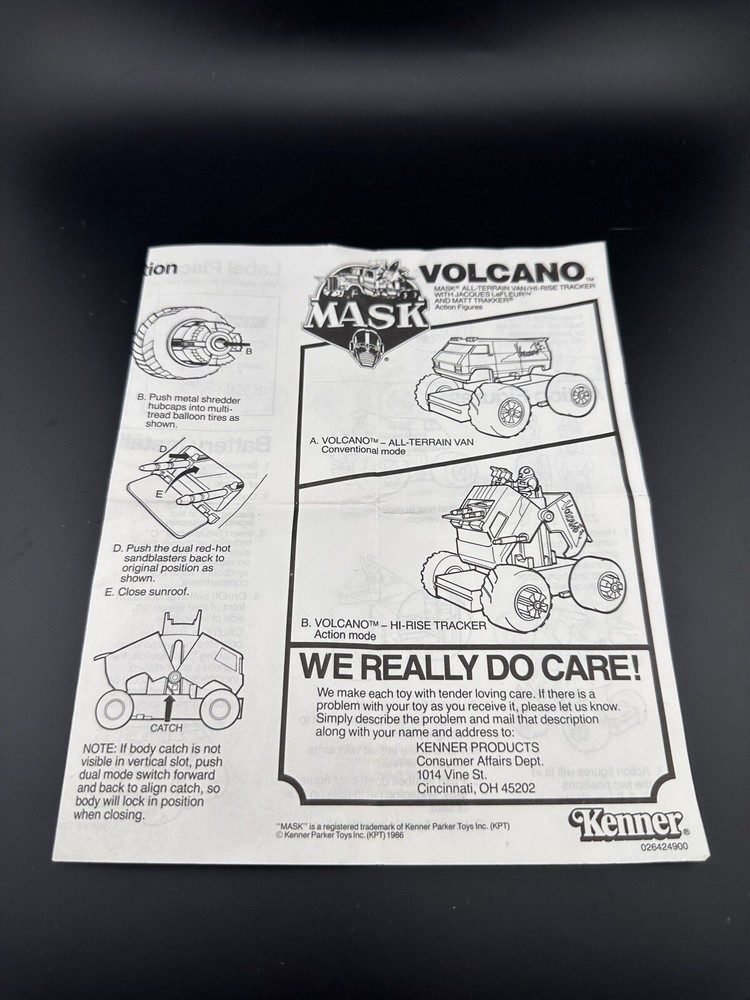1986 Original Kenner M.A.S.K. Volcano Instruction Manual - Vintage Collectible MASK Toy Guide