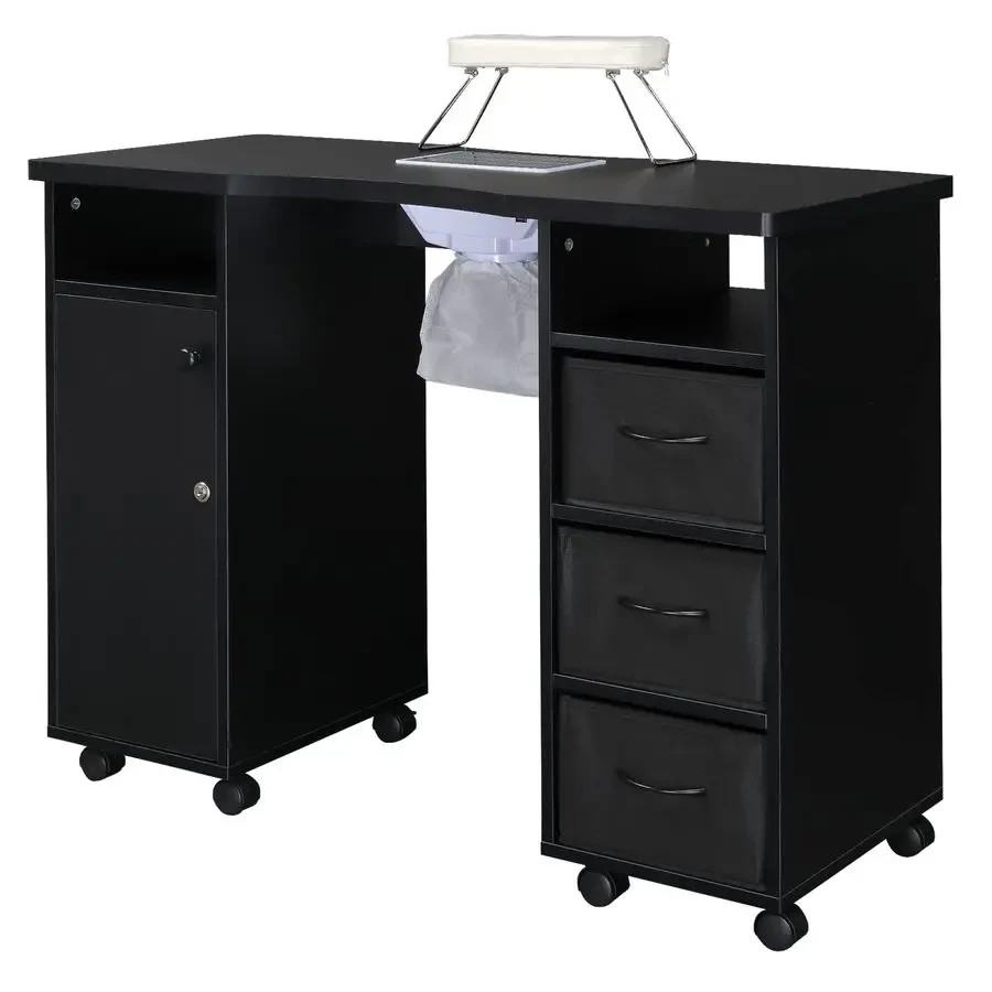 Manicure Nail Table with Dust Collector & Storage Drawers Nail Desk Salon Home