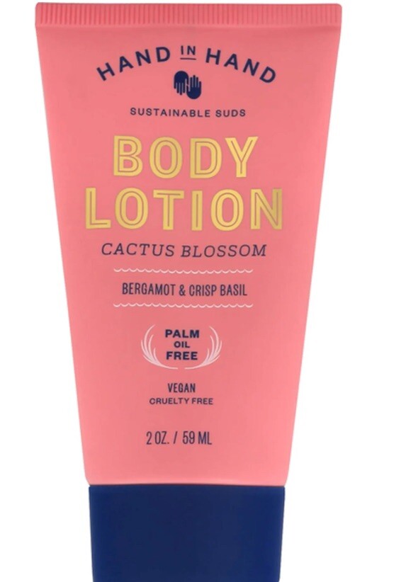 Hand In Hand Body Lotion Vegan 2 Oz Cactus Blossom Bergamot & Crisp Basil