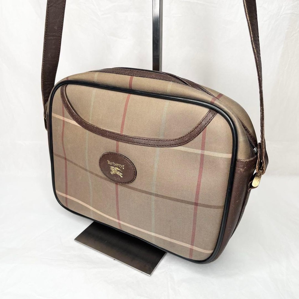 Burberry Shoulder Bag Nova Check Canvas Beige Authentic F1205372