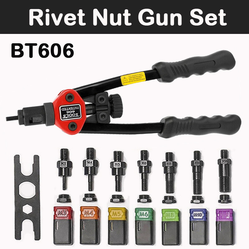 1Set Hand Threaded Rivet Nut Gun With BT606 Insert Manual Rivnut Tool for M3-M12