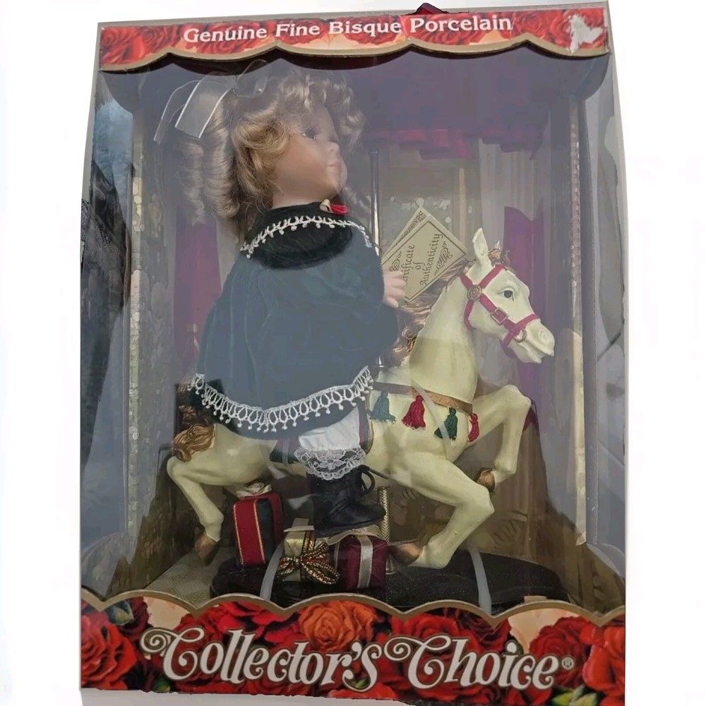 Collector's Choice Genuine Fine Bisque Porcelain Doll ~ Girl on Carousel Horse