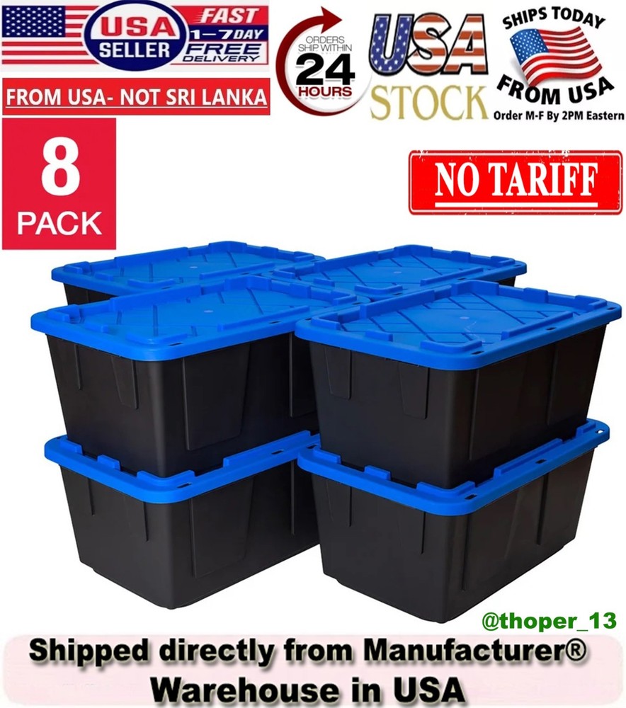 Greenmade 27 Gallon Storage Tote With Handles/Snap Lid, 8-pack ❗️US Seller❗️