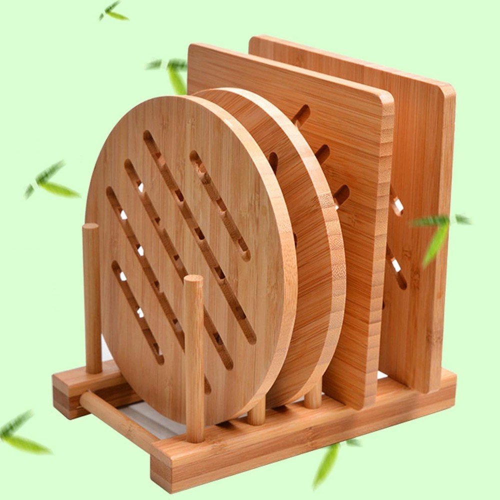 Bamboo Trivet Kitchen Hot Pads Natural Wood