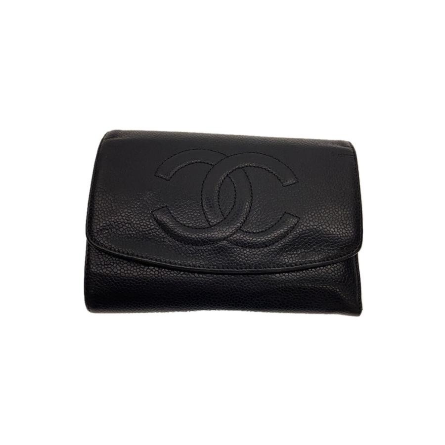 CHANEL Wallet/Leather/Black/Plain/Women's from Japan