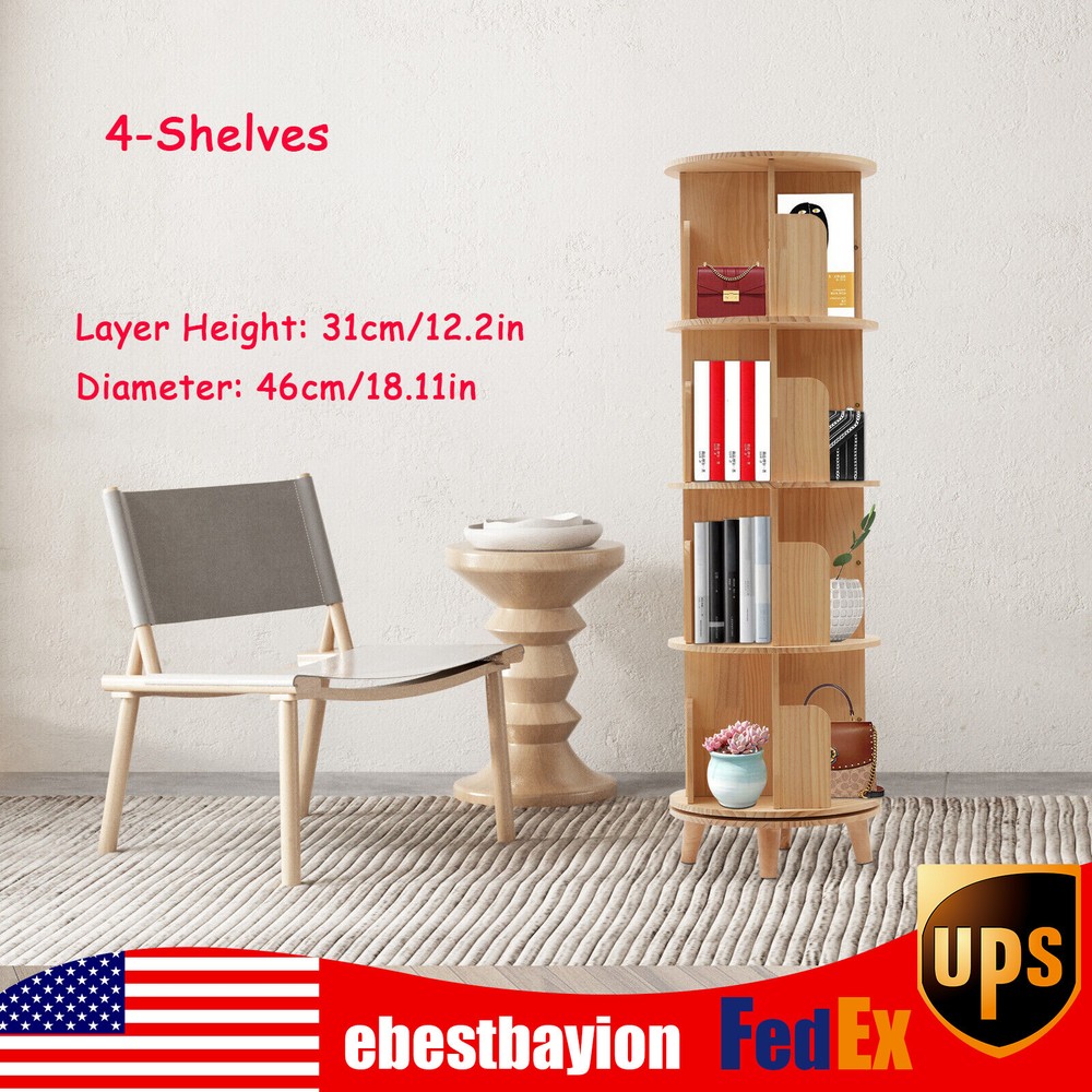 4 Tier Rotating Bookshelf Floor Stand Display Storage Rack