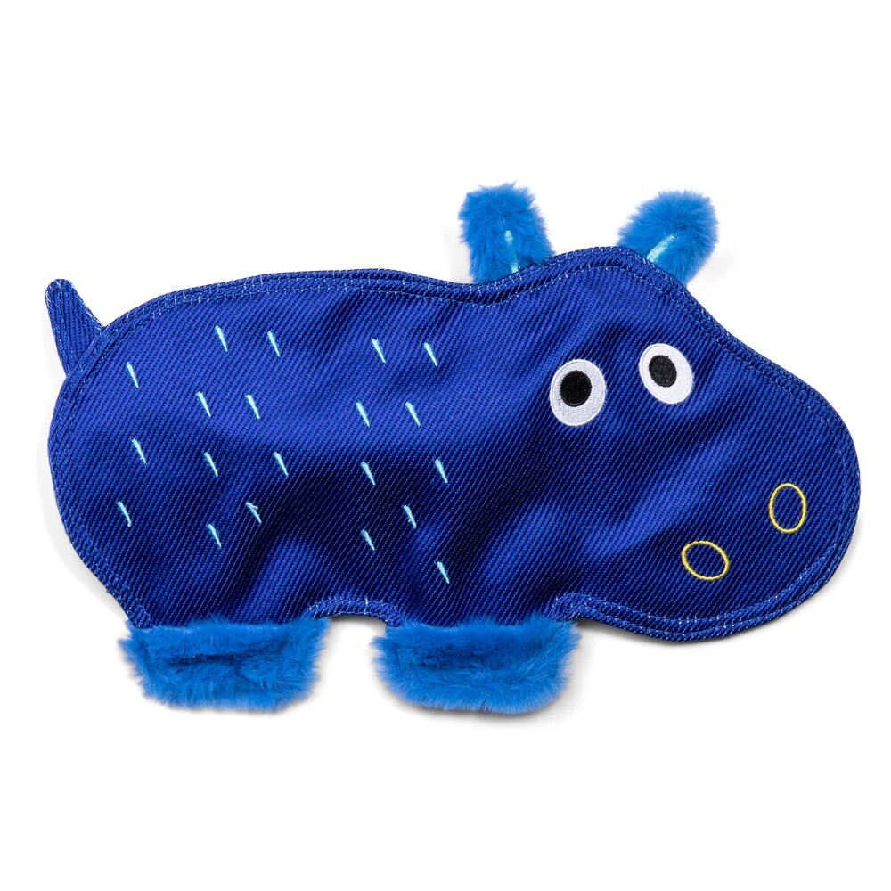Hippo Crinkle Flattie Stuff-Free Durable Nylon Dog Toy for Play  