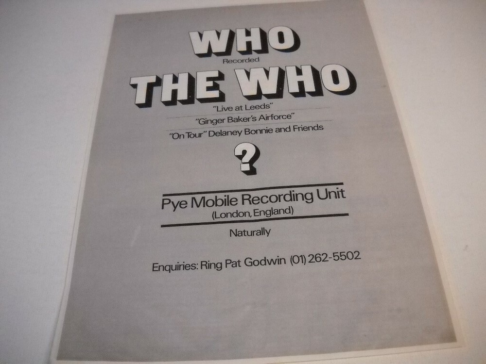 THE WHO Ginger Baker Air Force DELANEY BONNIE FRIEND 1970 Promo Poster Ad PYE...
