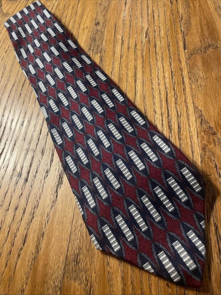 Vintage EUC J.Z. Richards Hand Made Silk Tie Necktie Geometric