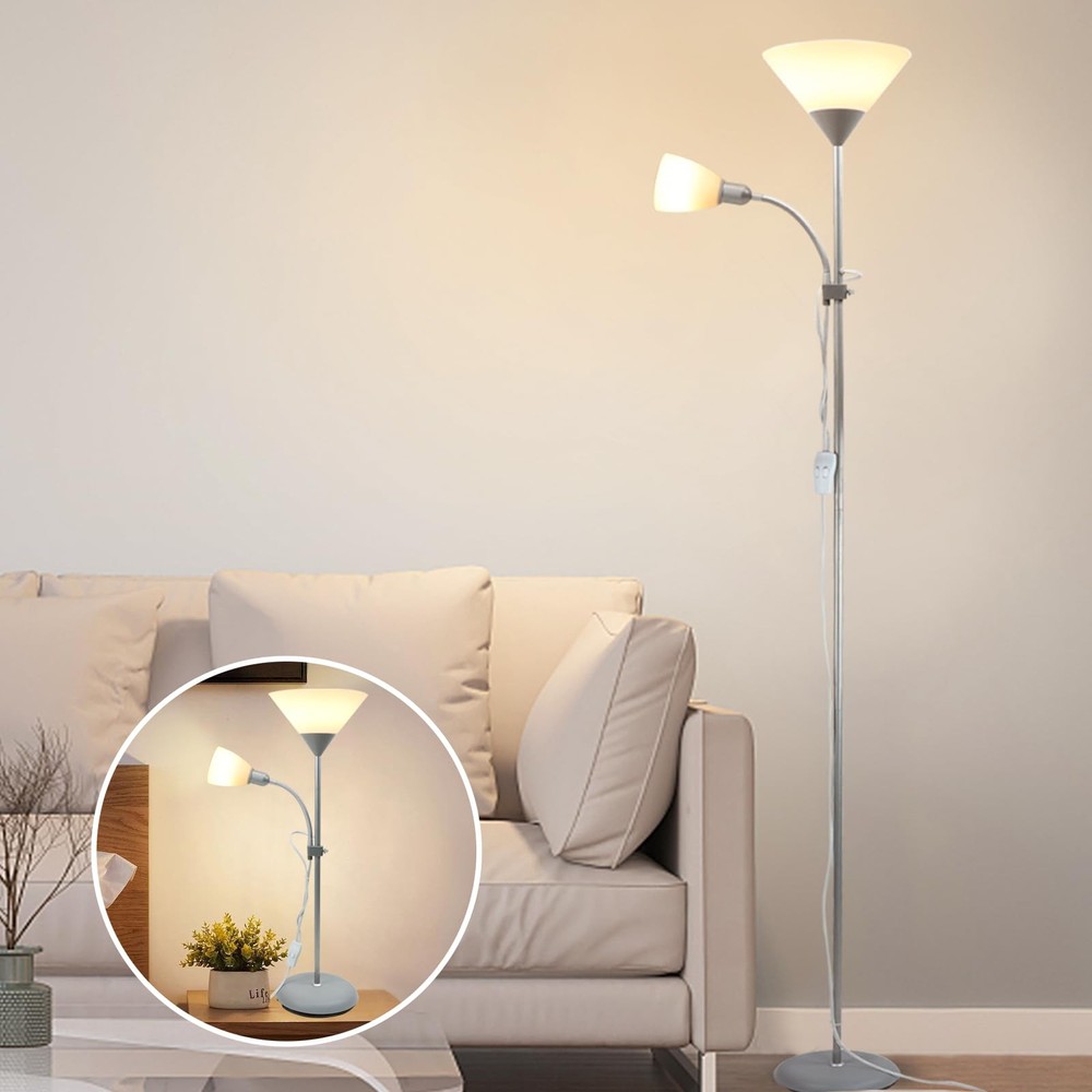 Modern LED Floor Lamp with Adjustable Reading Lights – DLLT Mother-Daughter Design