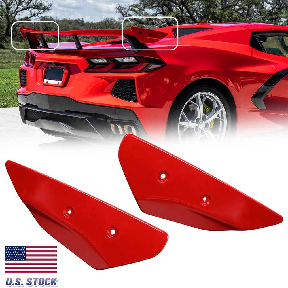 Red Rear Trunk Spoiler Tail Wing Side Winglets For Corvette C8 2020-2025 Z06 Z51