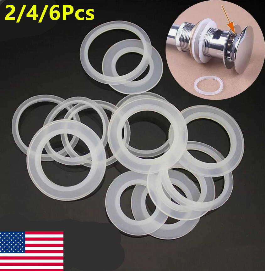 2-6Pcs Sink Waste Basin Plug Ring Seal Bathroom Pop Up Spare Seal Washer